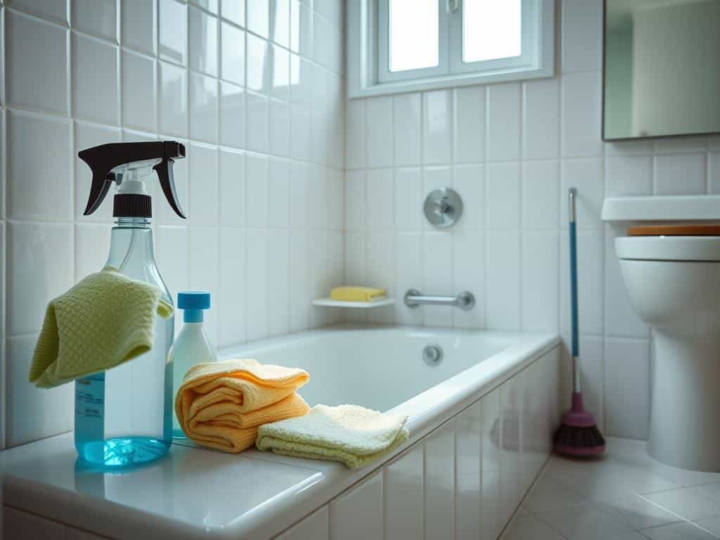 cleaning a bathroom quickly