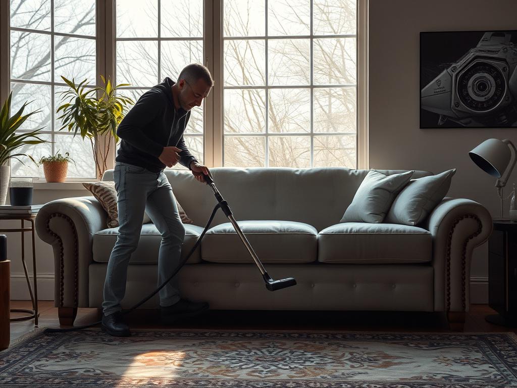 vacuuming furniture middle