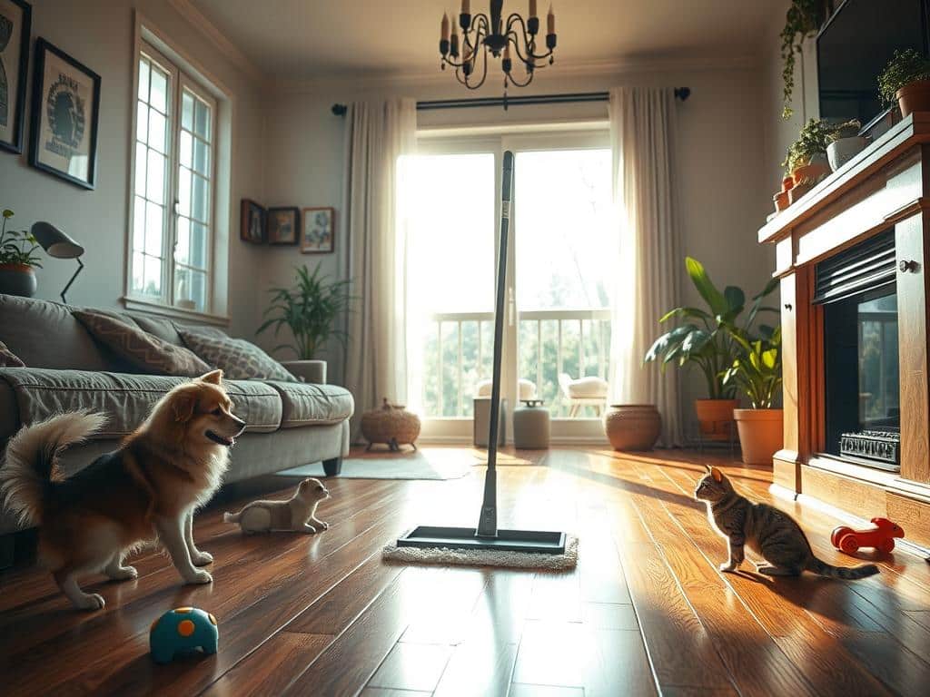 cleaning hardwood floors with pets